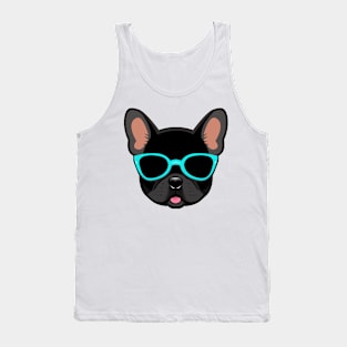 Black French Bulldog in Blue Shades Frenchie Dog Tank Top